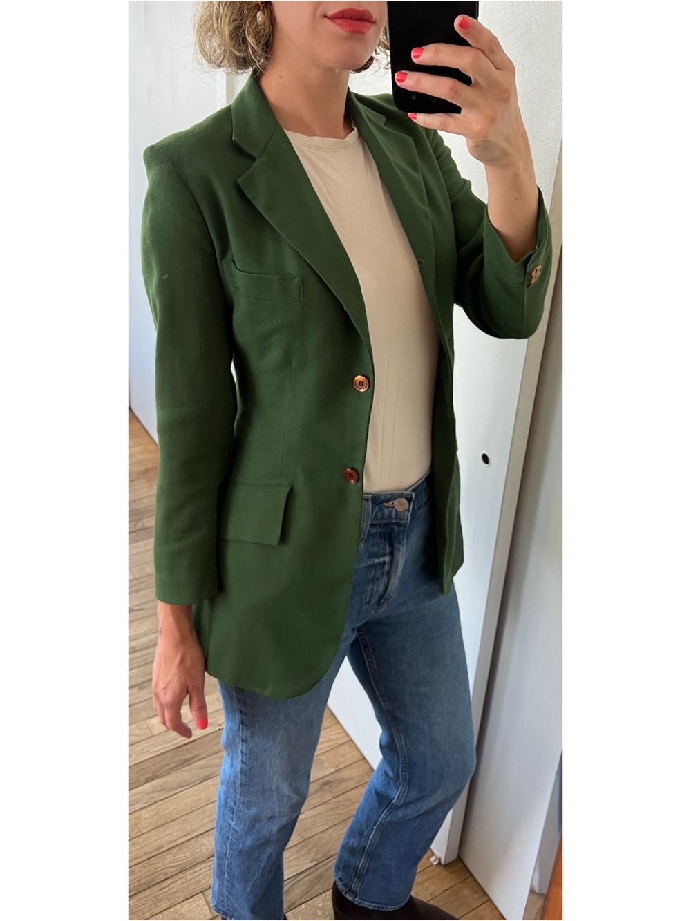 Vintage 1960s Brittany Riding Apparel Green Wool Equestrian Blazer XS